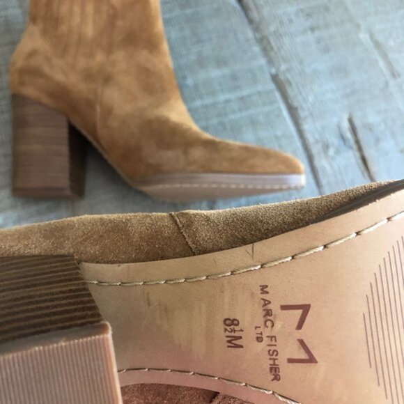 MARC FISHER WOMEN'S ALVA POINTY TOE brown suede BOOTIE Size 8.5 - Picture 8 of 8